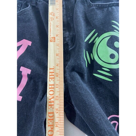RUMWE Jeans Womens Large12-14 Black Graphic Print unique Gangsta Hip Hop Rare - Picture 10 of 11